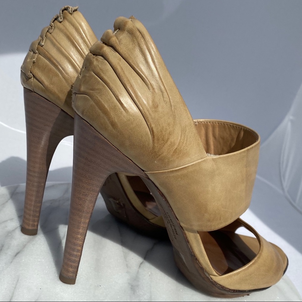 All Saints Draped Leather Beige Nude Heels 9